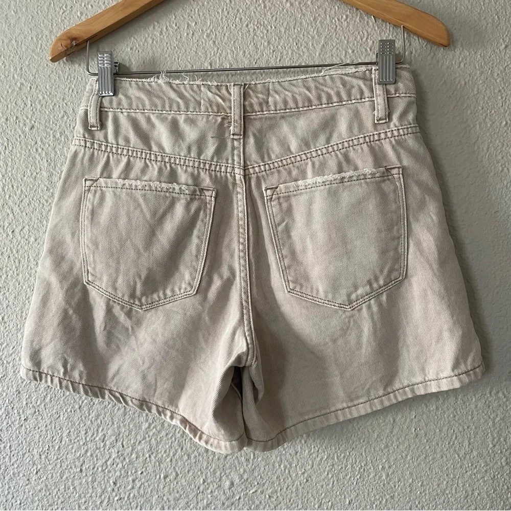 Bridge by GLY Mom Cuffed Shorts Womens 24 Tan Mid Rise Distressed Khaki Boho - Picture 9 of 15